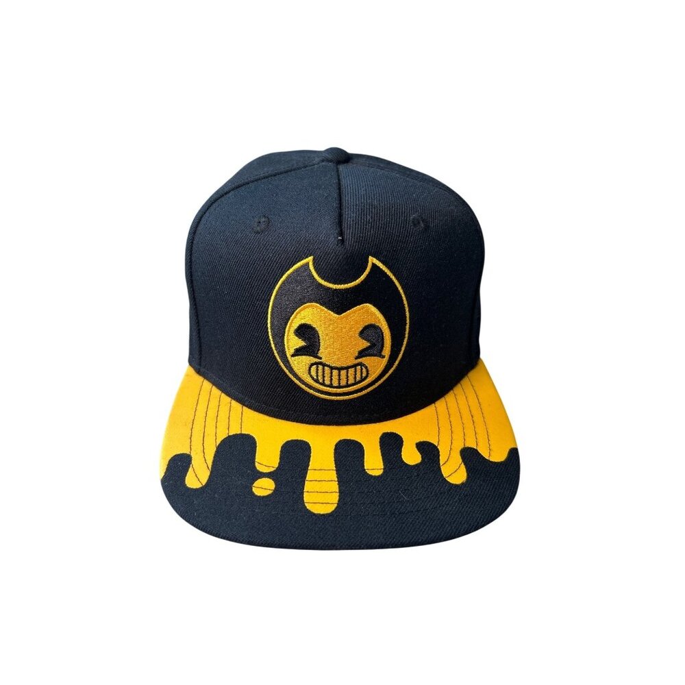 Bendy & The Ink Machine Black & Yellow Snapback Hat The Creator Lied to Us EUC